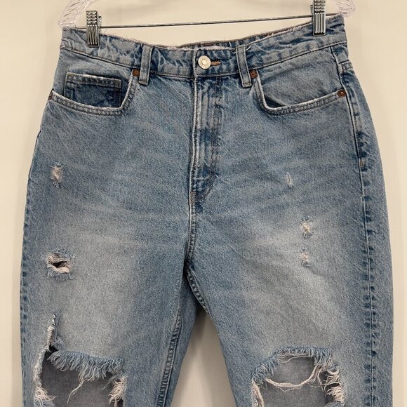 ZARA Distressed Ripped High Rise Ankle Length Jeans Women's 10 - Picture 2 of 9
